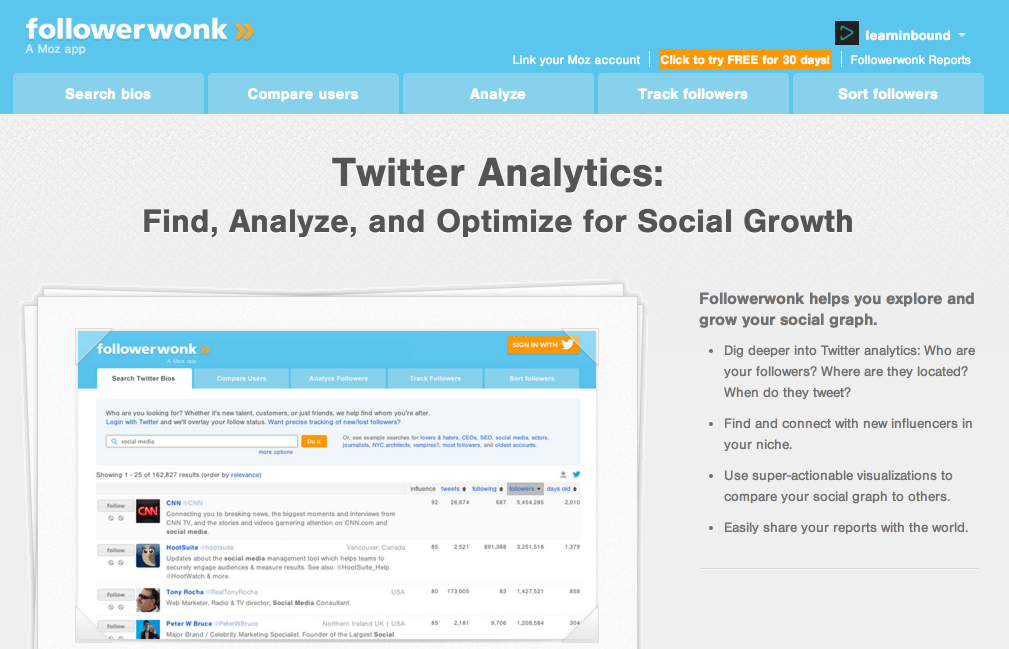 Followerwonk - Twitter Analytics