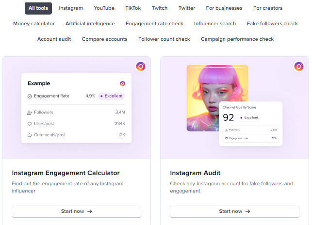 HypeAuditor free influencer marketing tools
