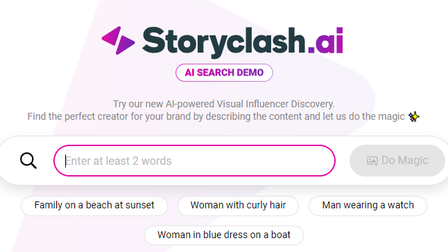 AI influencer search on Storyclash