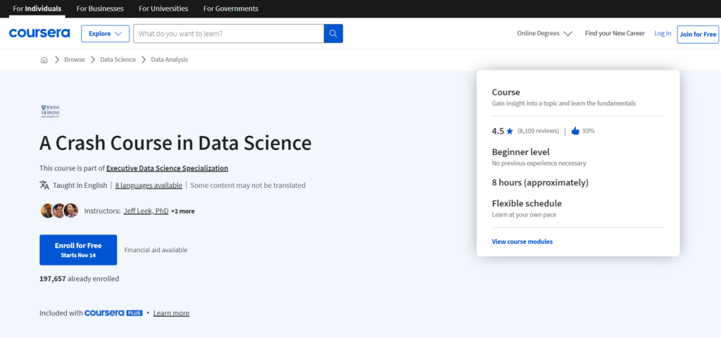 Crash Course in Data Science