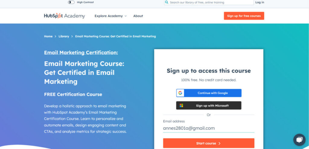 Email Marketing Course - HubSpot Academy