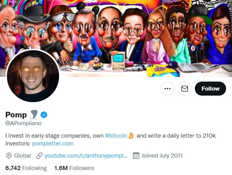 Anthony Pompliano is one of the more active crypto influencers across