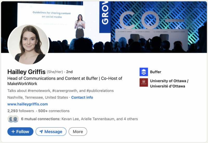 Hailley Griffis linkedin profile