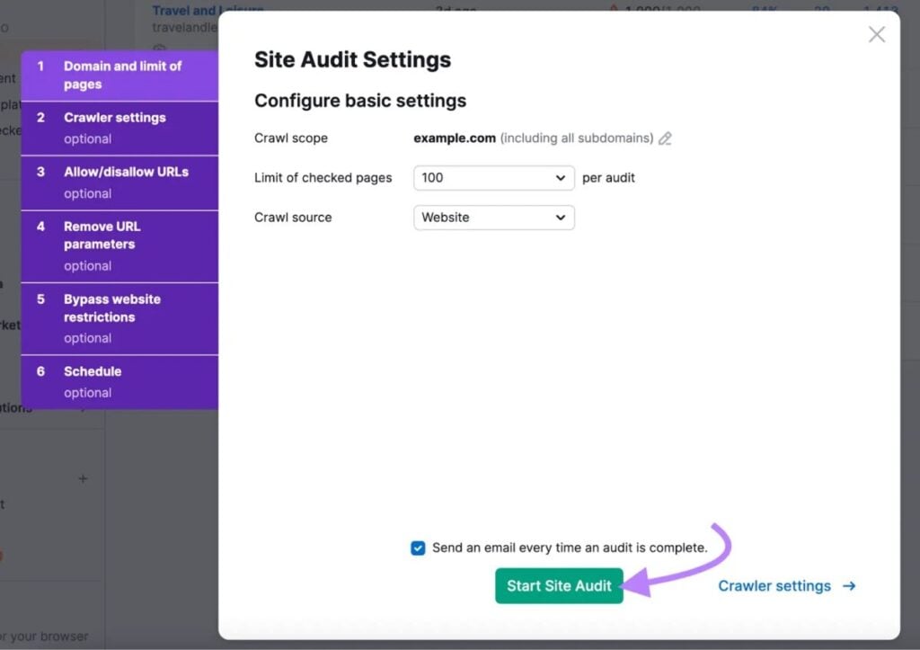 Start Site Audit