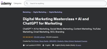 Udemy’s Digital Marketing Masterclass + AI and ChatGPT for Marketing