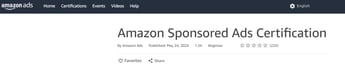 Amazon Sponsored Ads Certifications by Amazon