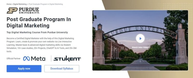 Purdue University’s Post Grad Program in Digital Marketing