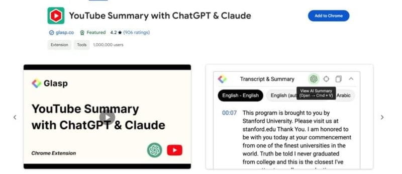 YouTube Summary with ChatGPT & Claude