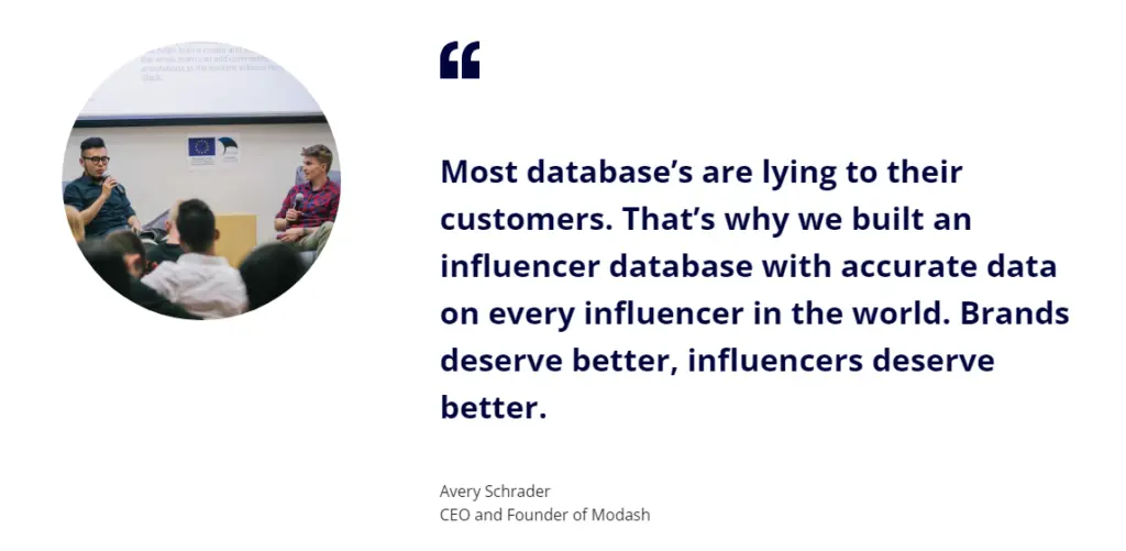 Modash testimonial