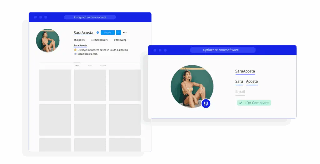 Upfluence influencer metrics / Chrome extension