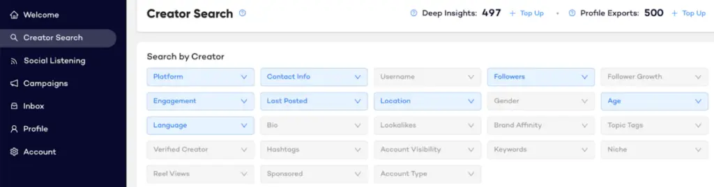 Creator search on Creator.co