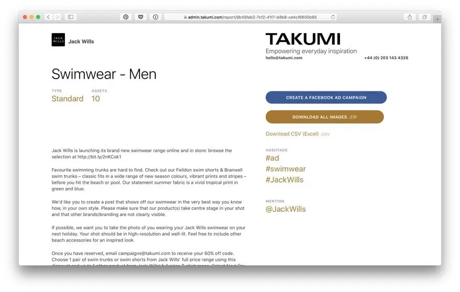 takumi influencer marketing campaign brief