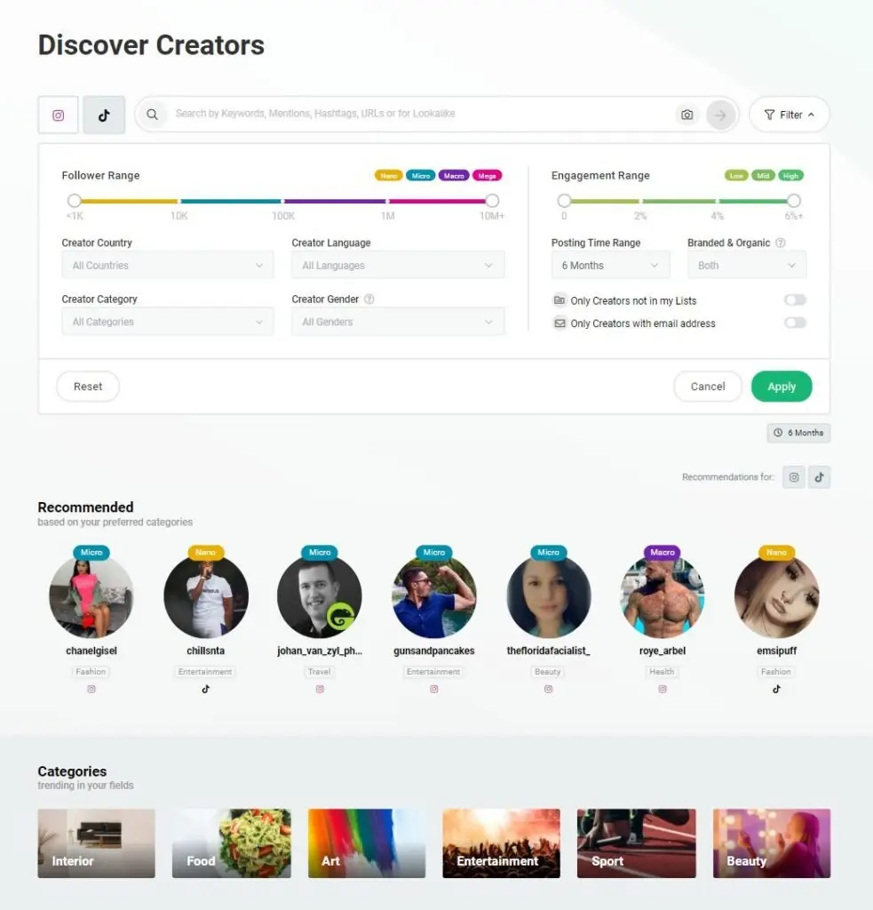 Storyclash influencer search