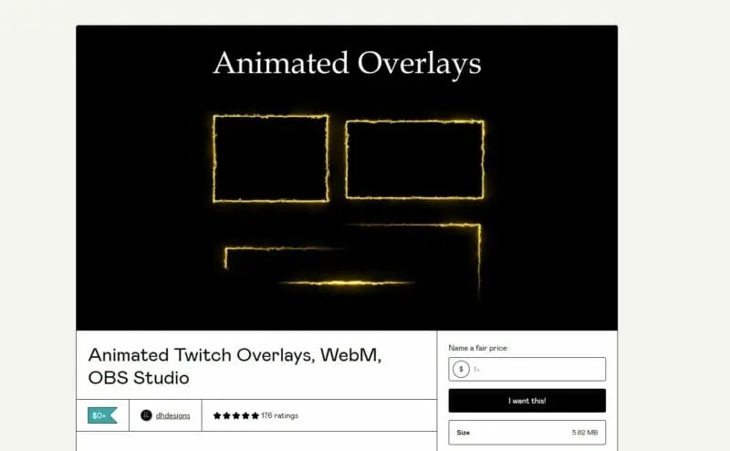 Animated Twitch Overlays, WebM, OBS Studio – D H Designs / Gumroad
