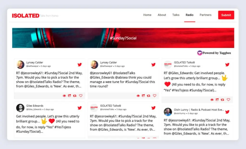 Sunday7Social Taggbox online engagement