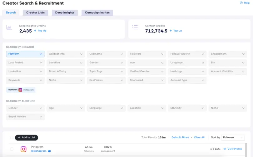 influencer search Creator.co