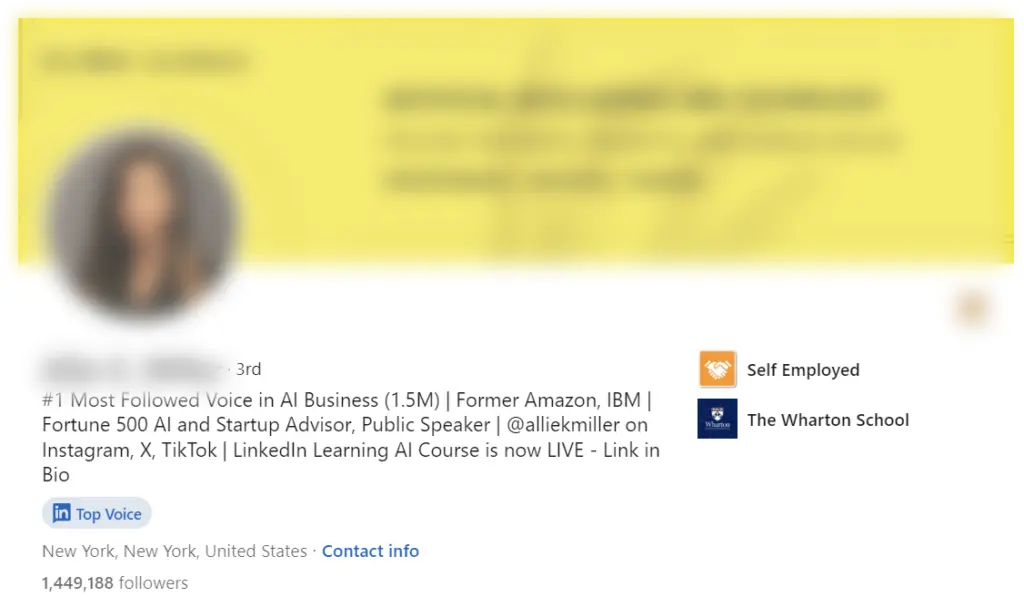 Allie Miller LinkedIn Headline