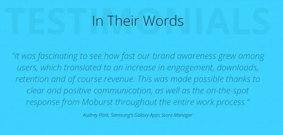 Client testimonial from Audrey Park 