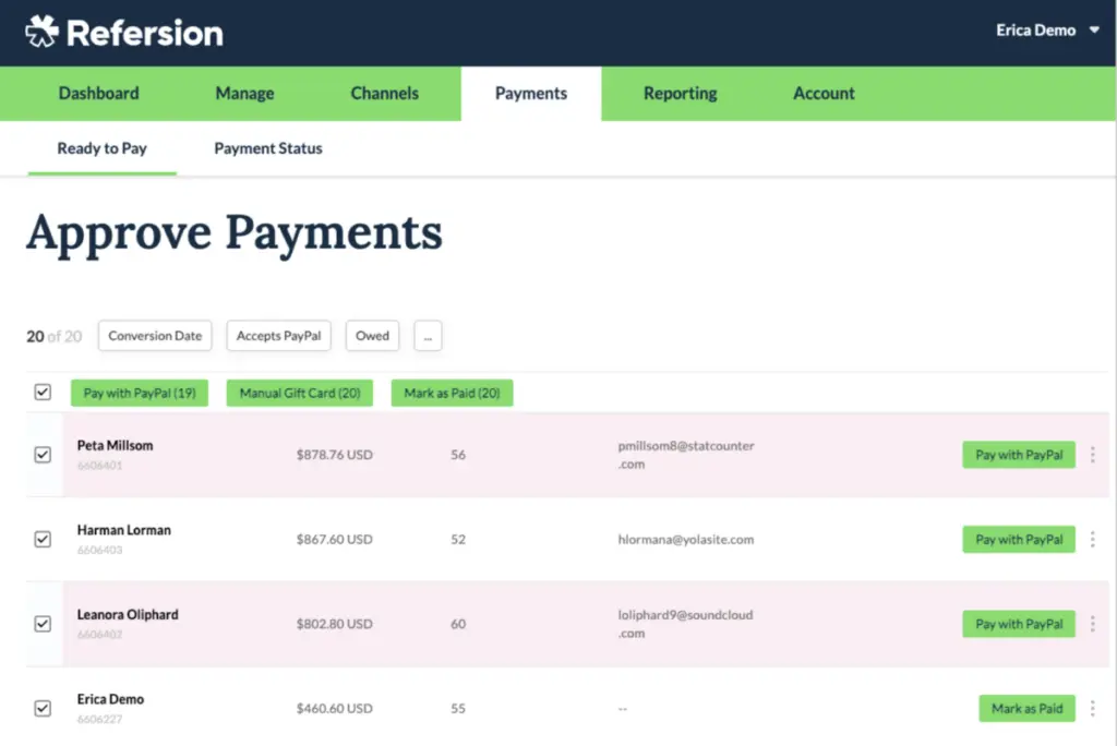 Refersion payments