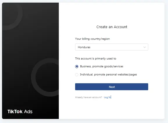 tiktok create an account