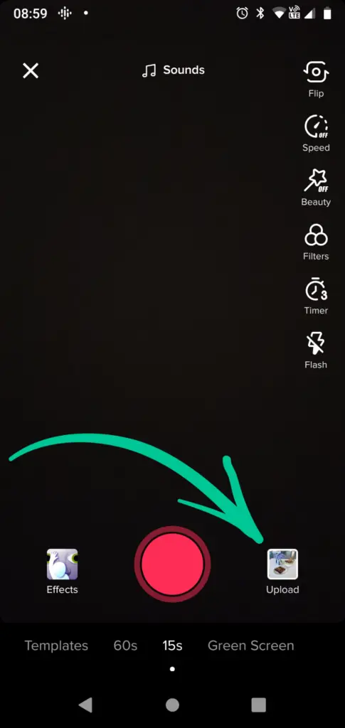  upload button tiktok