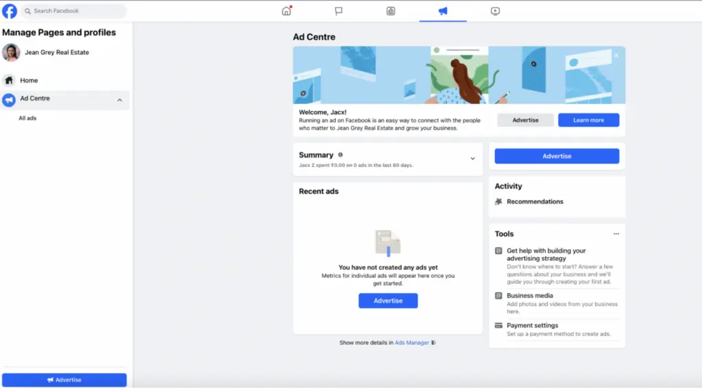Ad Center Facebook