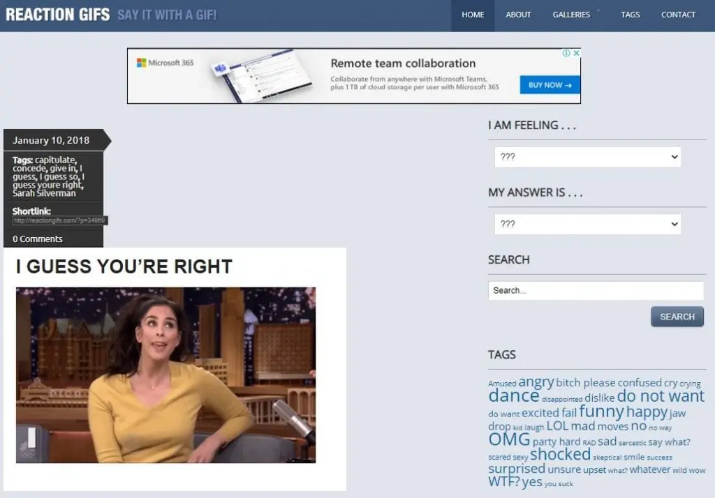 Reaction GIFs website for GIFs