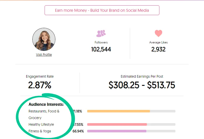 Audience interests - Influencer Rates