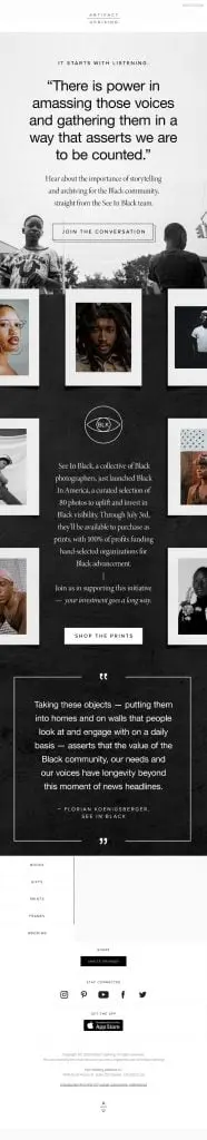 Artifact Uprising email marketing campaign example