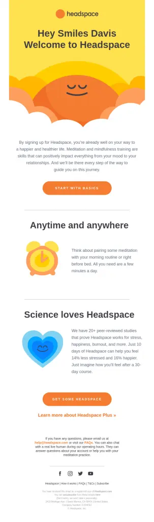 Headspace Hey Smiles Davis welcome to Headspace
