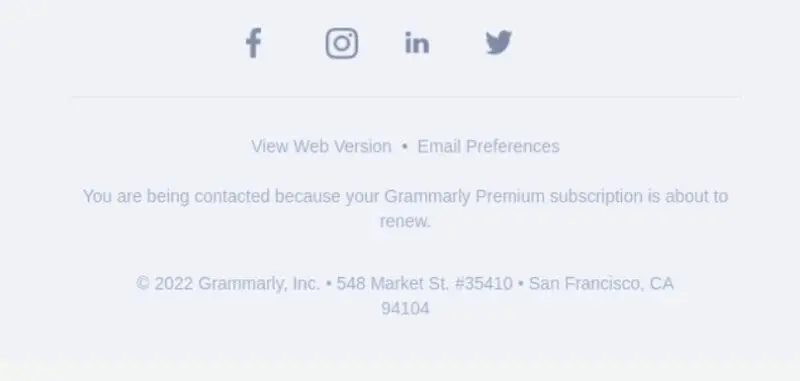 Grammarly email footer
