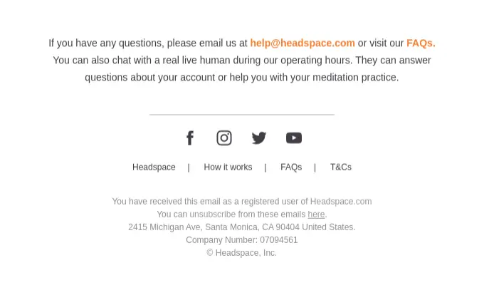 headspace email footer