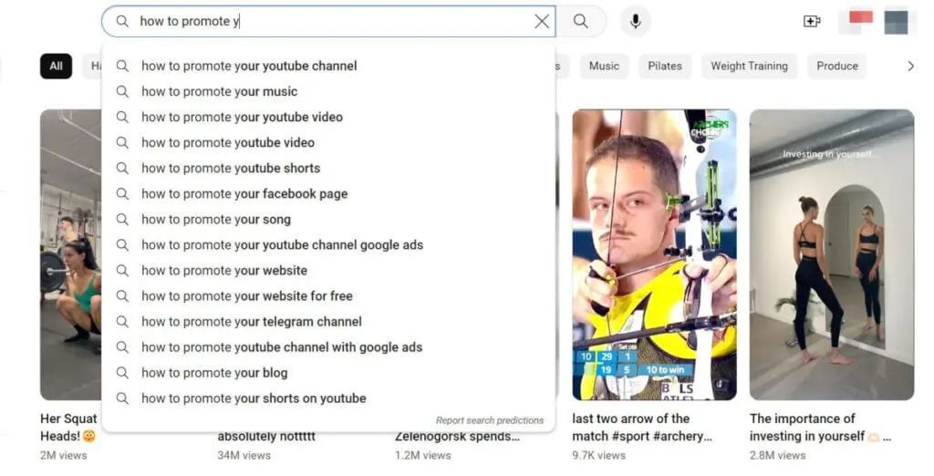 YouTube keywords