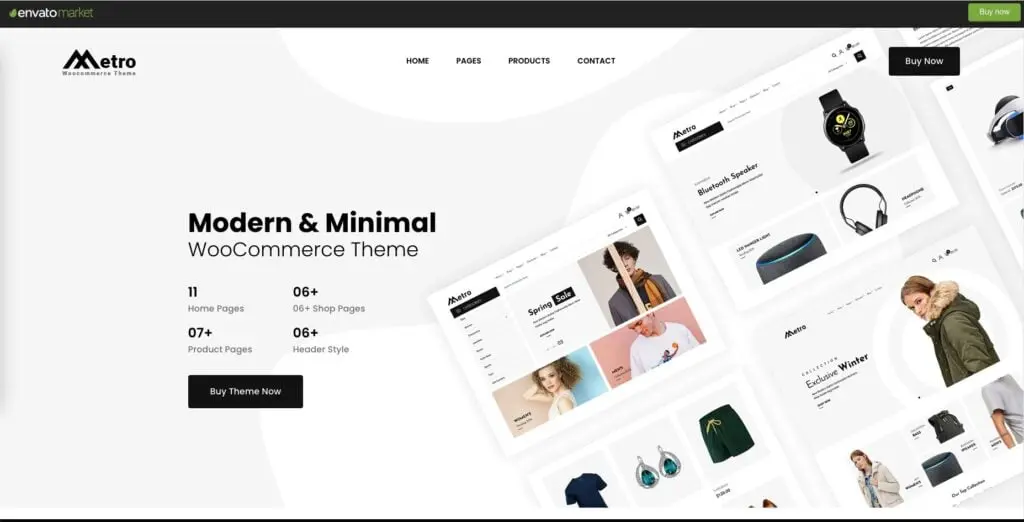 Metro is a minimal WooCommerce eCommerce template - Best eCommerce Website Templates