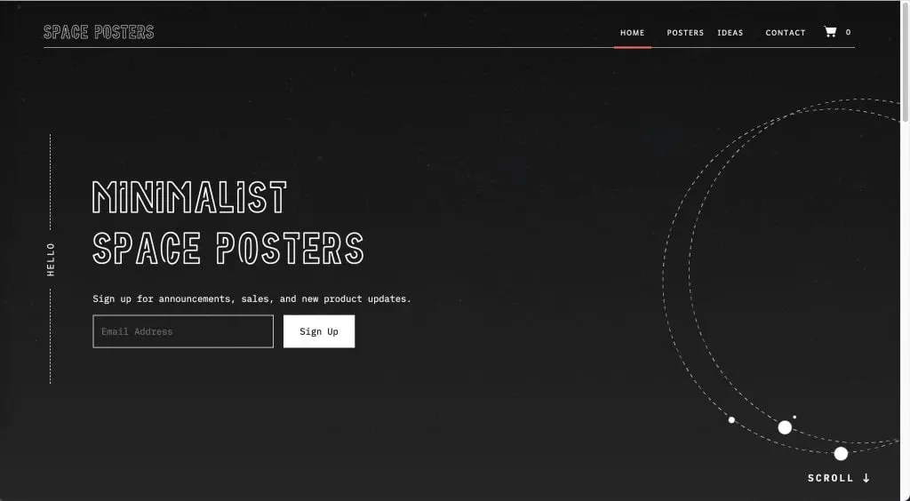 Space Posters sells minimalist posters featuring- eCommerce Websites