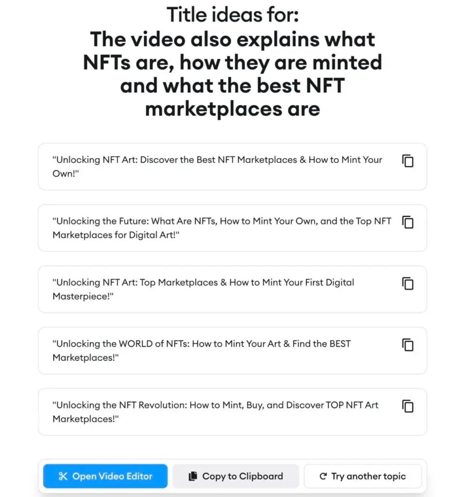VEED.io YouTube title generator