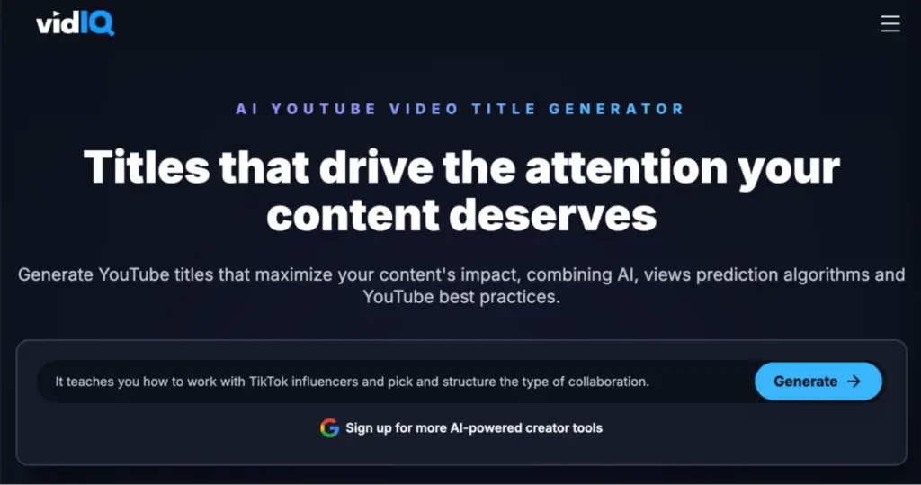 vidIQ YouTube Title Generator