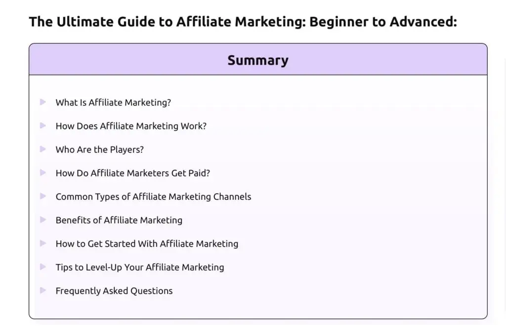 website summary example