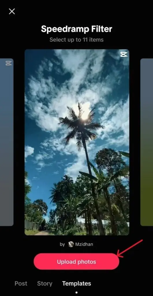 tiktok Upload photos tab