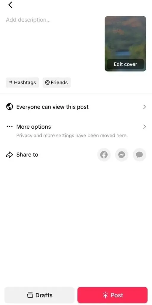 tiktok save / publish