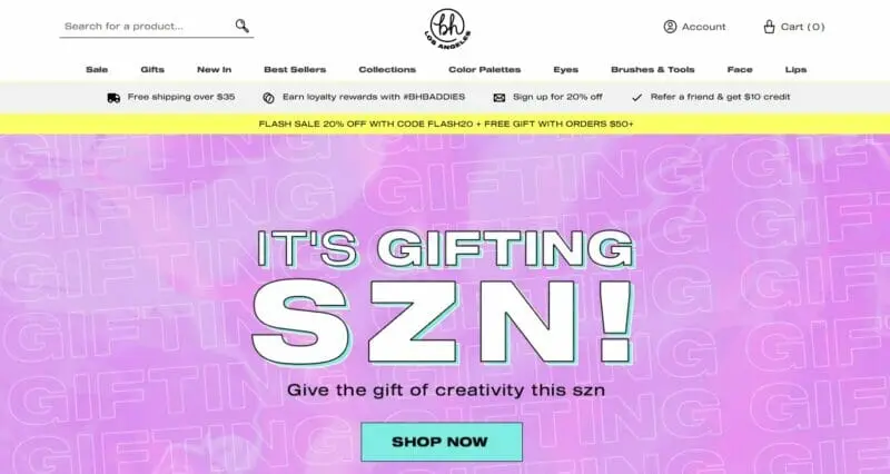 BH Cosmetics vegan friendy products website