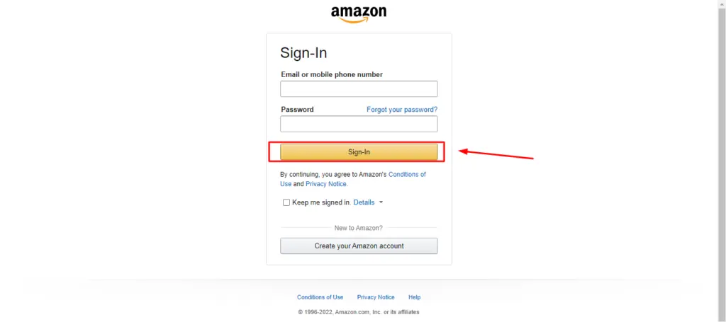 Amazon account login