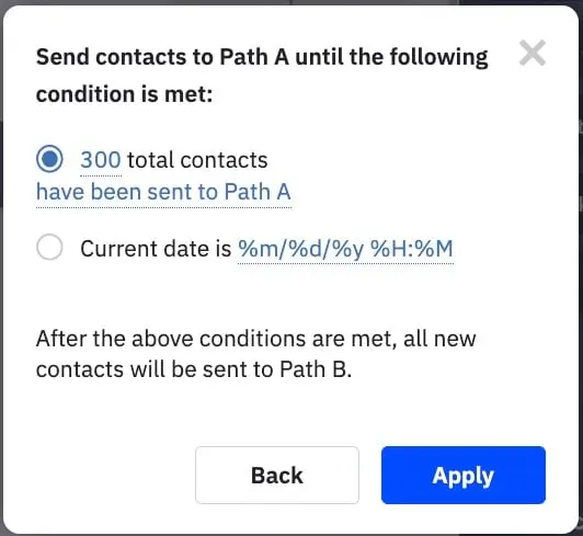 split action ActiveCampaign