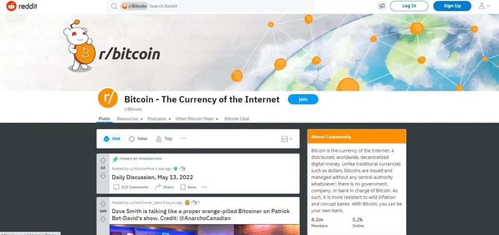 R/Bitcoin about  first cryptocurrency