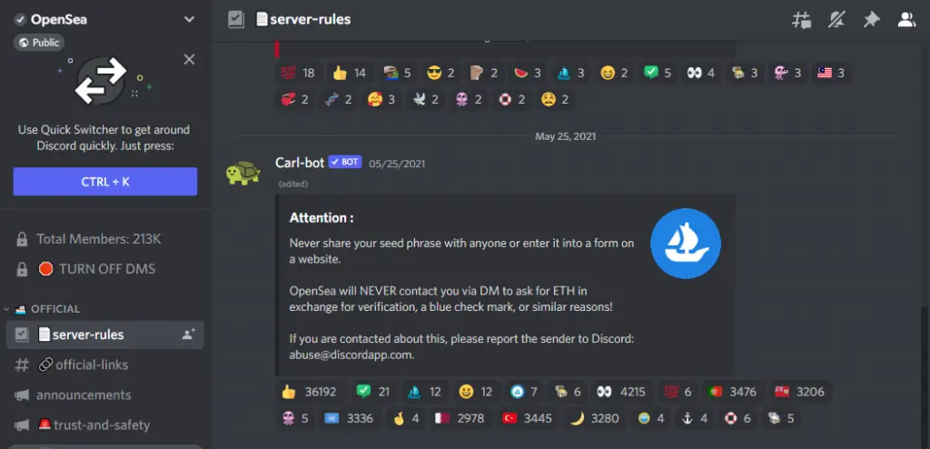 OpenSea's Discord community