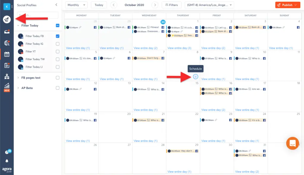 Agorapulse content calendar