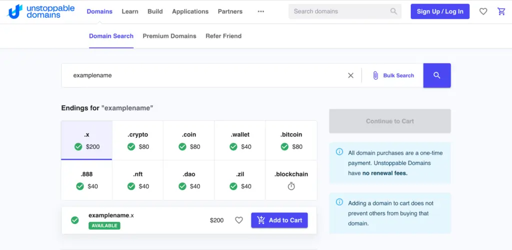 Different TLDs will have different prices