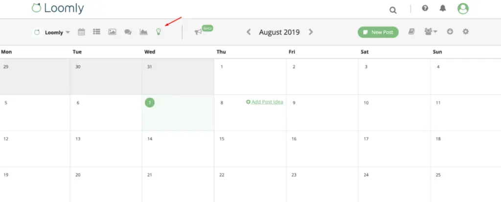 Loomly content calendar
