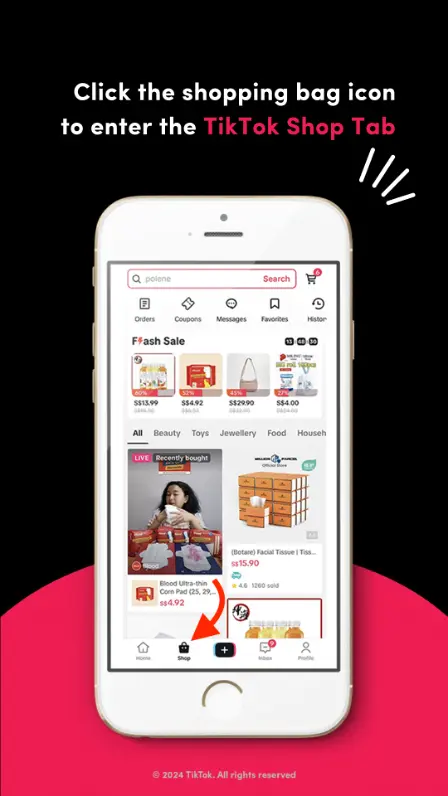 TikTok Shopping tab