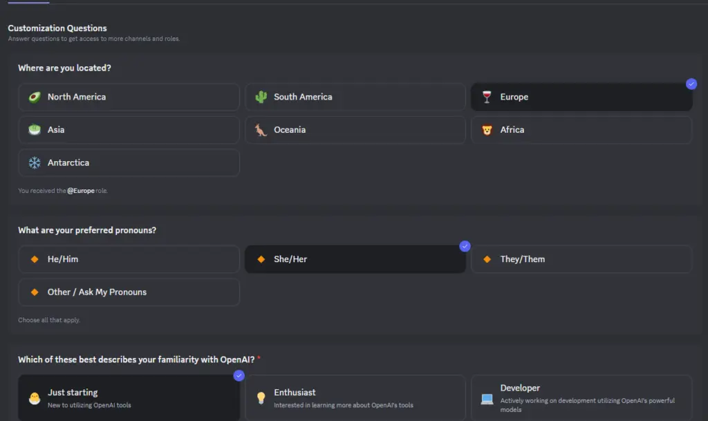Customization Questions Discord Server